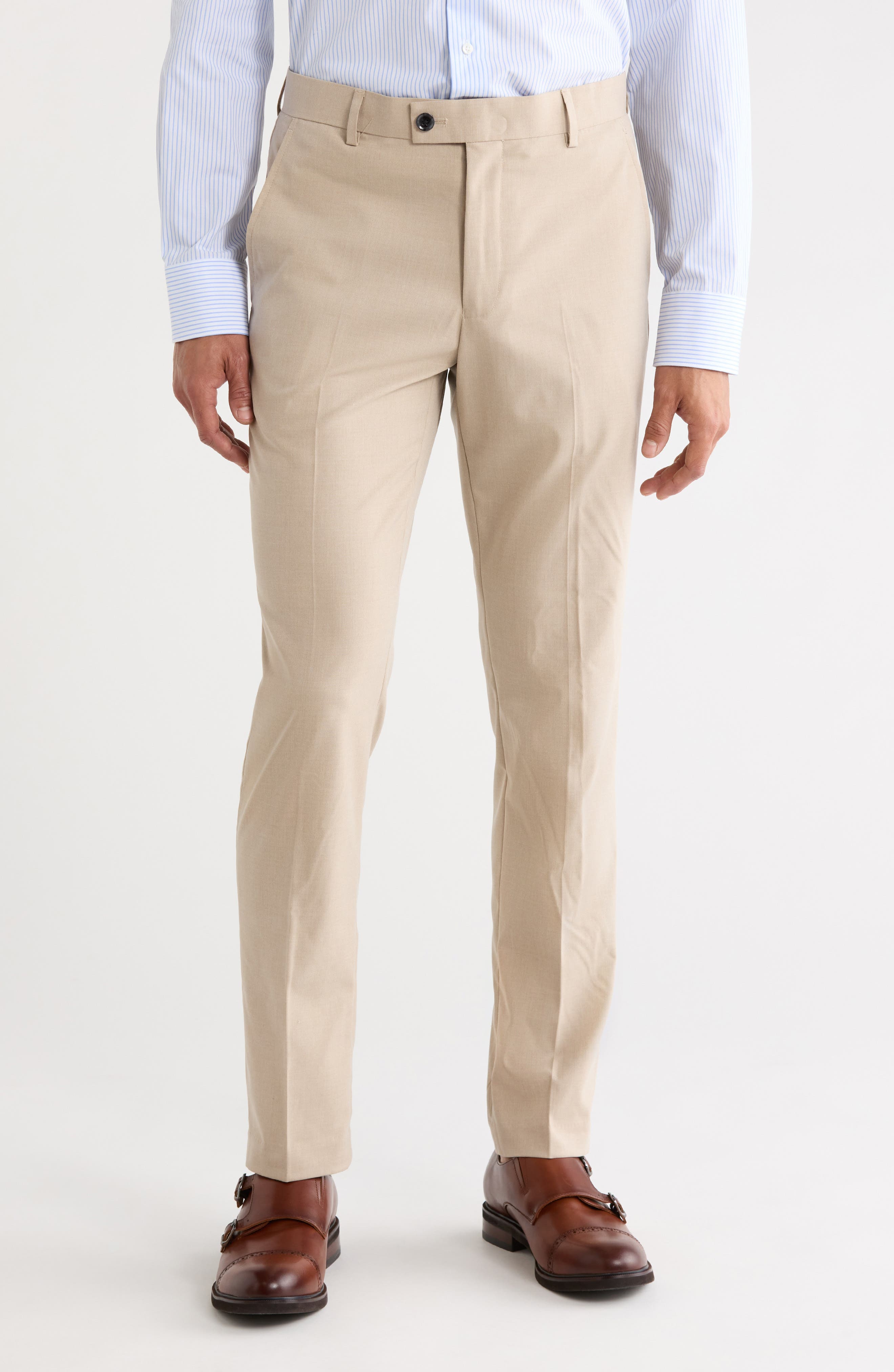 Flat Front Oxford Dress Pants