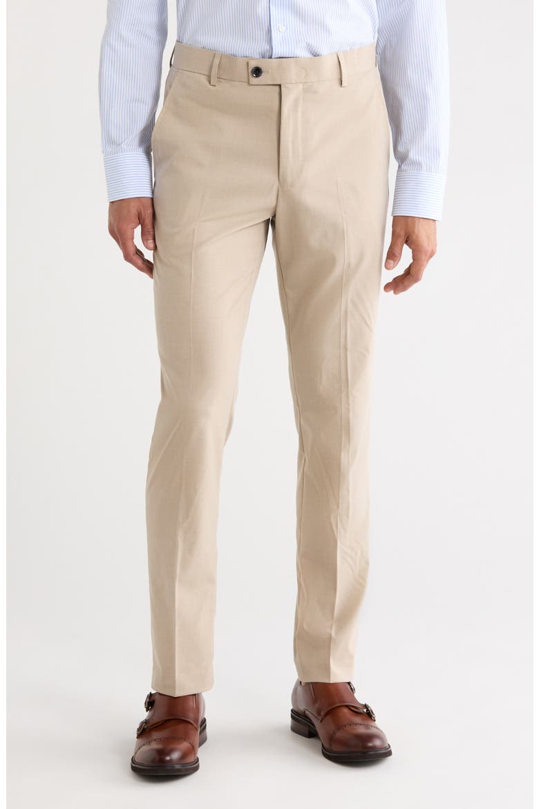 Flat Front Oxford Dress Pants, Main, color, KHAKI