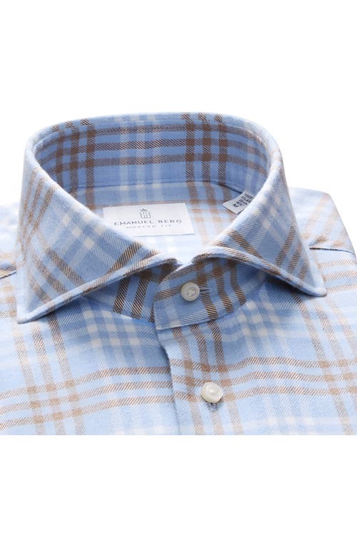 Emanuel Berg Ultra Soft Luxury Plaid Brushed Cotton Twill Dress Shirt