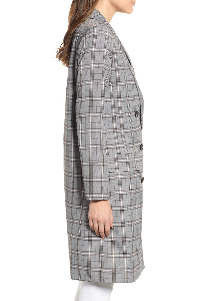 Longline Glen Plaid Blazer, Alternate, color, BLACK TAN PLAID