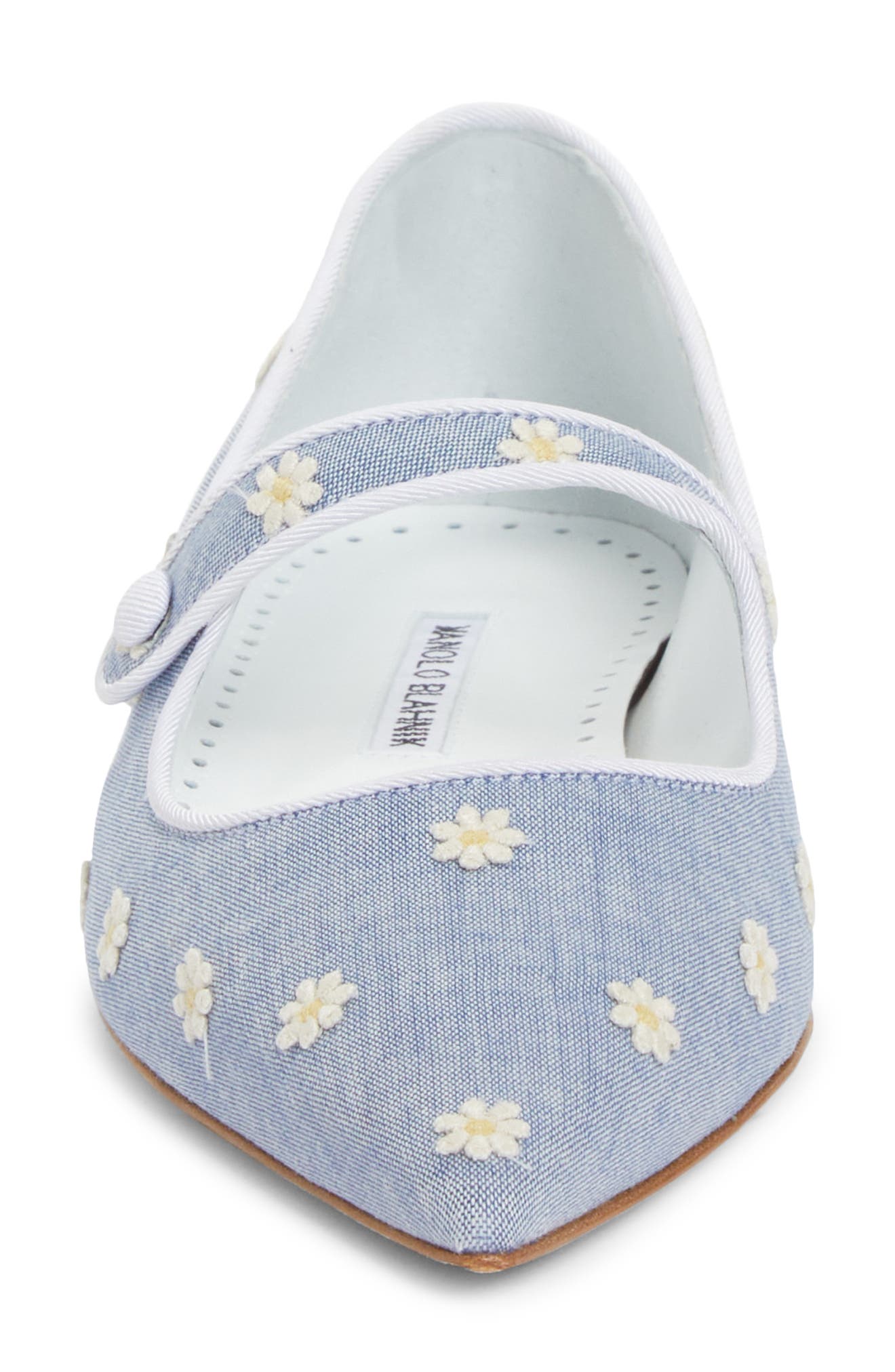 Manolo Blahnik Daisy Pointed Toe Mary Jane Flat, Alternate, color, 