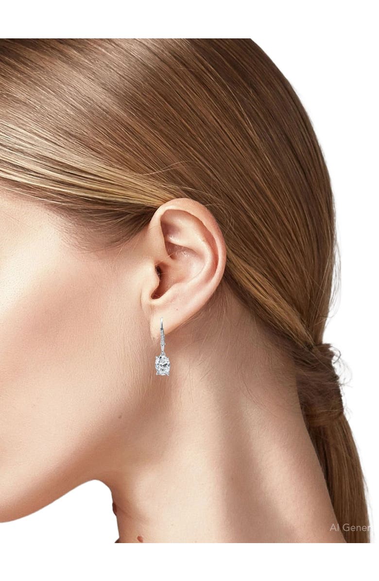 Bliss Diamond 2.07Ct TW Oval Diamond Dangle Lever Back Hoops 14k Gold Lab Grown, Alternate, color,