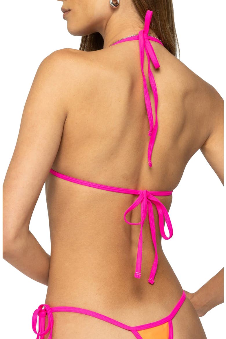 Contrast Micro Triangle Bikini Top, Alternate, color, ORANGE