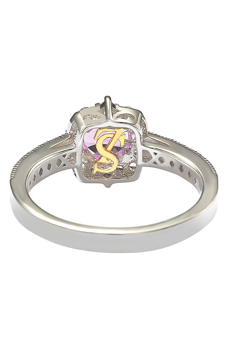 SUZY LEVIAN Sterling Silver Pink Sapphire Center Stone & Lab Grown White Sapphire Ring, Alternate, color, Pink