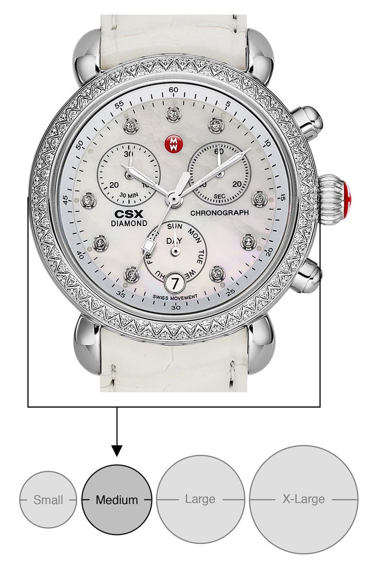 'CSX-36 Diamond' Diamond Dial Two Tone Watch Case, 36mm, Alternate, color, SILVER