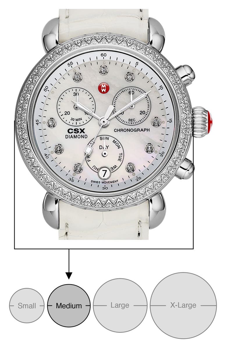 MICHELE 'CSX-36 Diamond' Diamond Dial Two Tone Watch Case, 36mm, Alternate, color, 