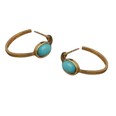Turquoise Oval Mini Hoops