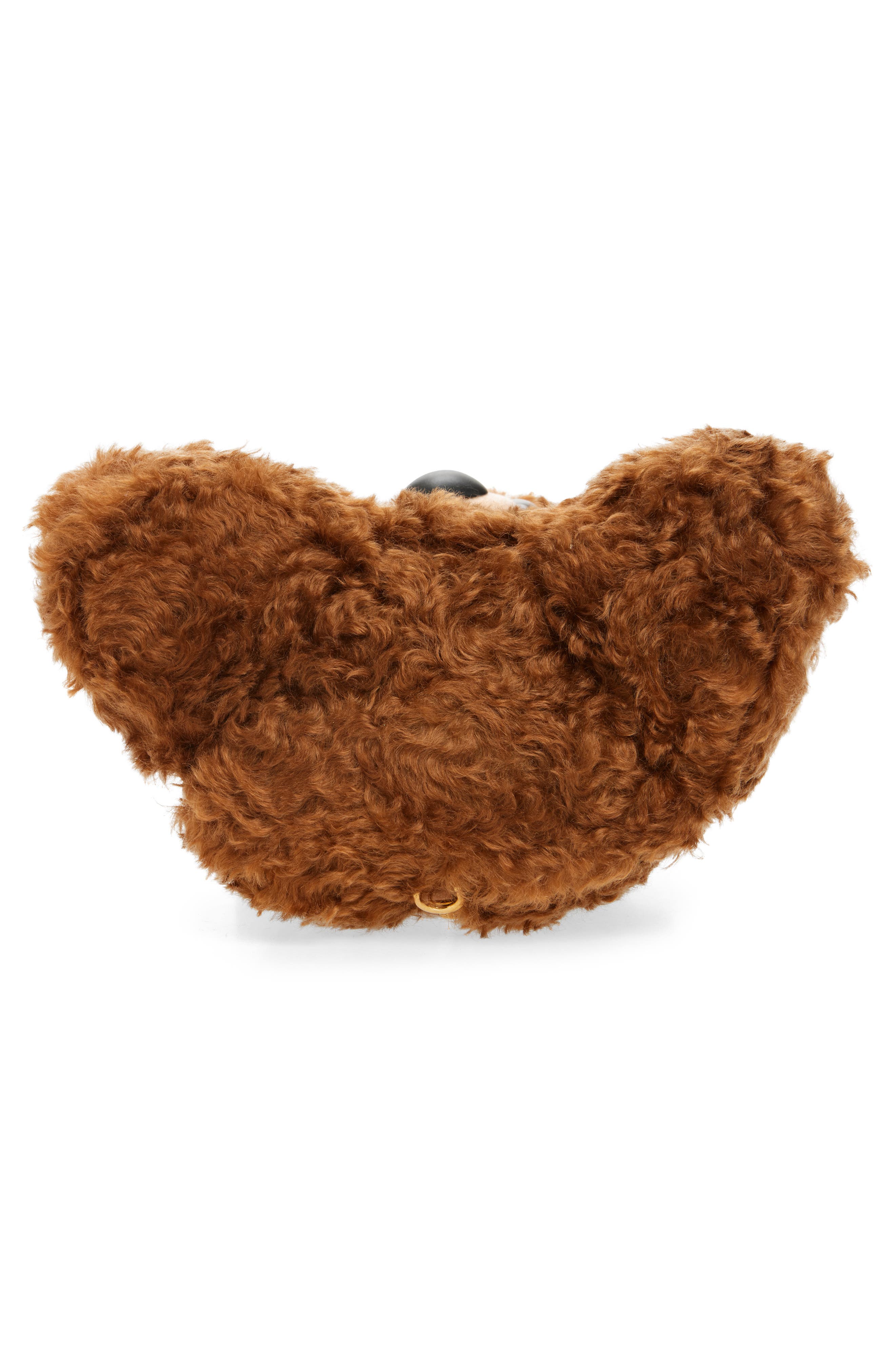 Moschino Teddy Bear Wool Faux Fur Clutch, Alternate, color, Brown