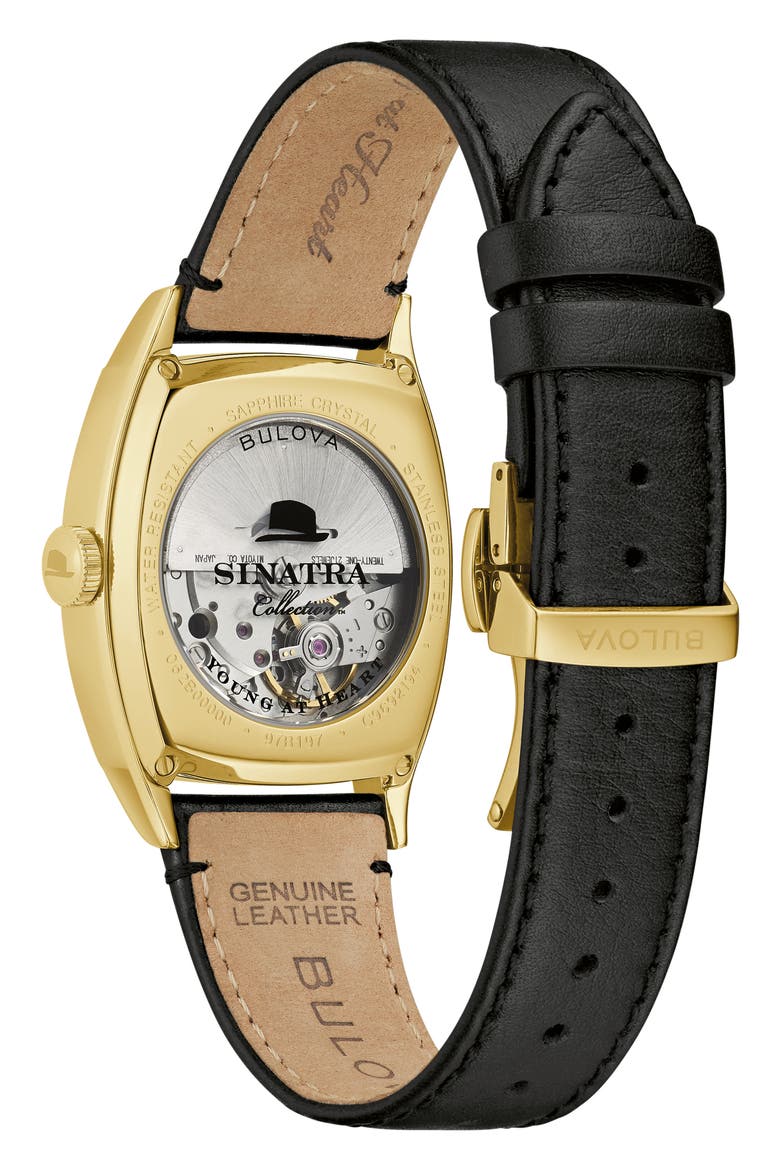 Frank Sinatra Young at Heart Leather Strap Watch, 33.5mm, Alternate, color, GOLD-TONE
