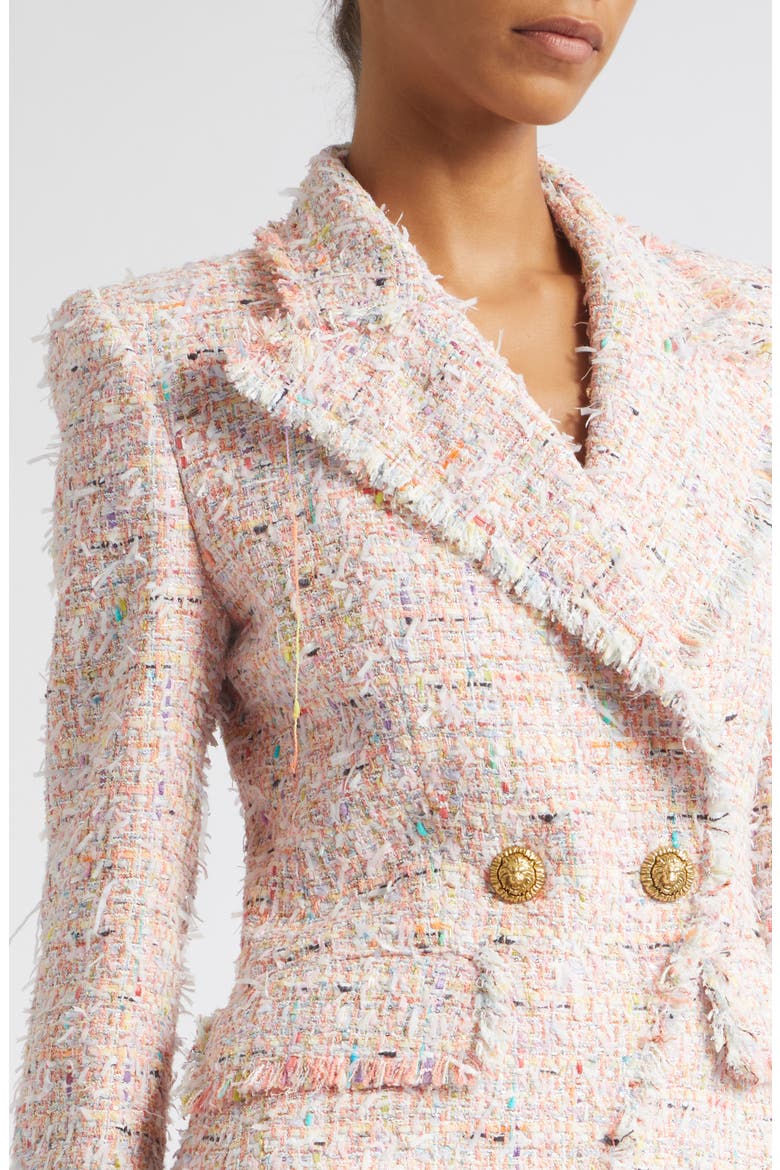 Double Breasted Tweed Jacket, Alternate, color, PINK MULTI