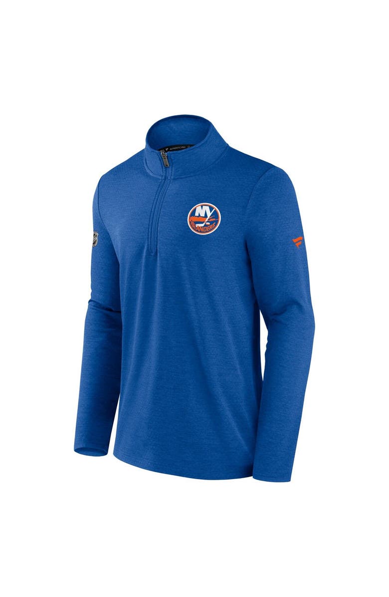 FANATICS Men's Fanatics Branded Heather Royal New York Islanders Authentic Pro Rink Quarter-Zip Jacket, Alternate, color, 