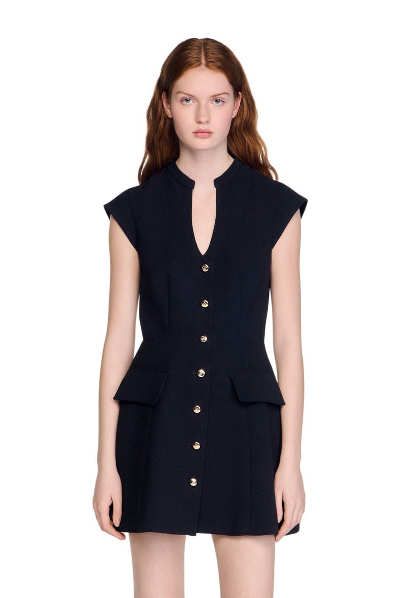 Mini Tailored Dress, Alternate, color, Black