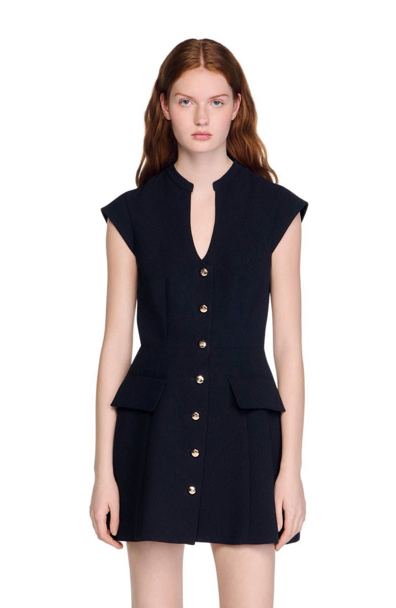 SANDRO Mini Tailored Dress, Alternate, color, Black