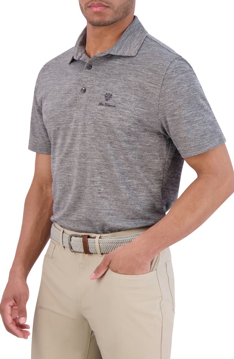 Ben Sherman Yarn Dye Marl Performance Golf Polo, Alternate, color, Charcoal