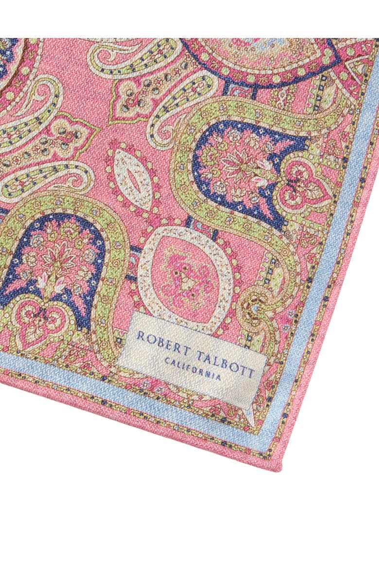 Robert Talbott Collins Reversible Paisley Silk Pocket Square, Alternate, color, Pink