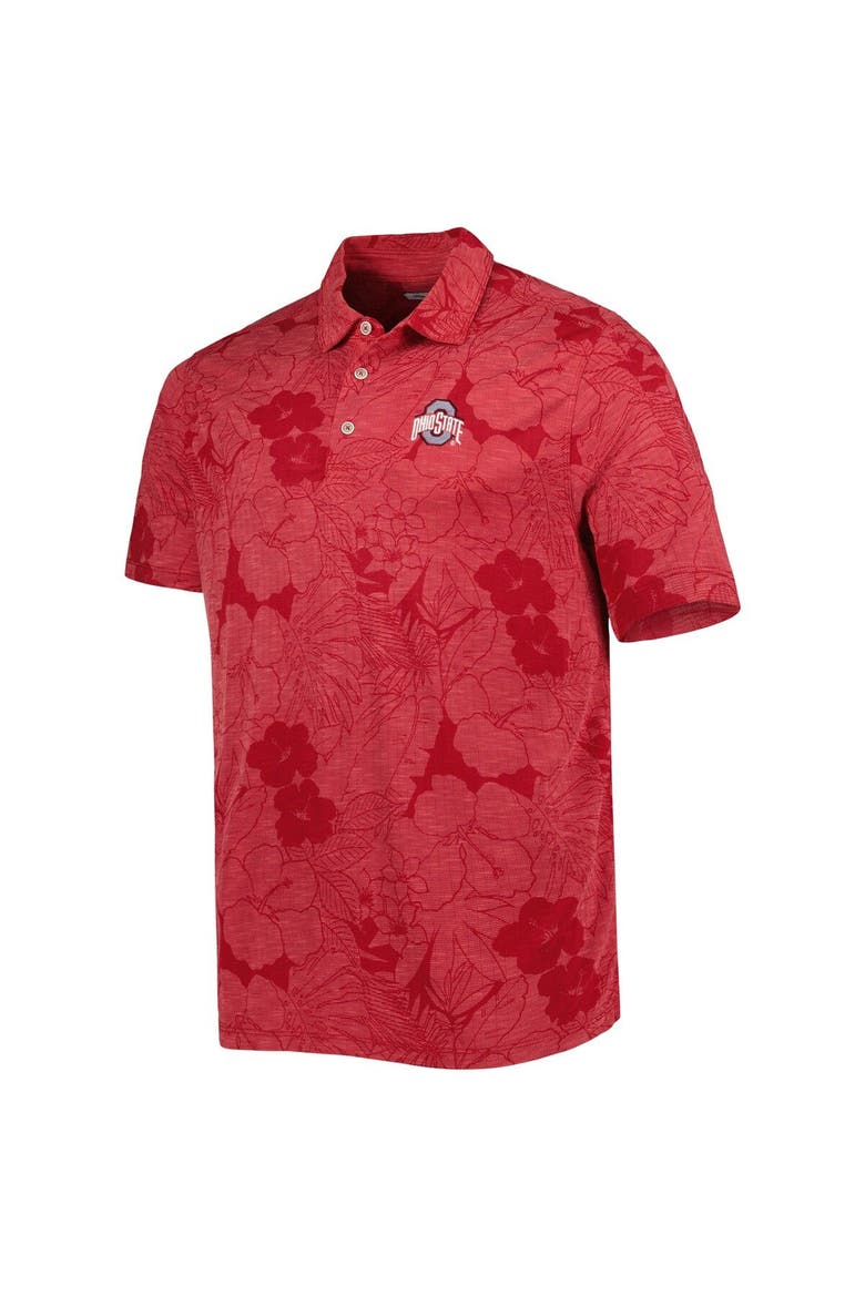 Men's Tommy Bahama Scarlet Ohio State Buckeyes Miramar Blooms Polo, Alternate, color, Scarlet