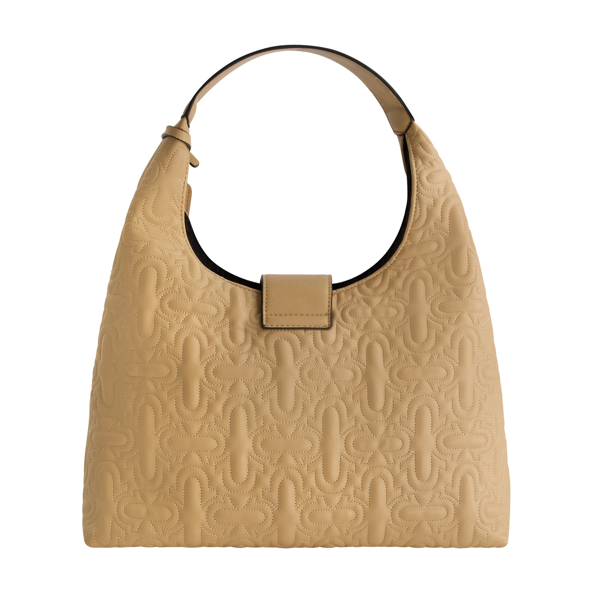 True Religion Quilted Horseshoe Medium Hobo, Alternate, color, Camel