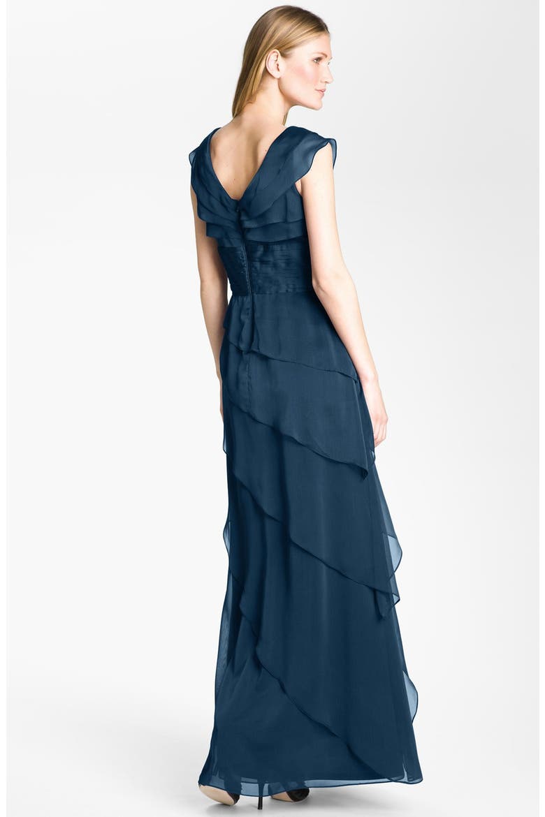 Tiered Chiffon Gown, Alternate, color, NAVY