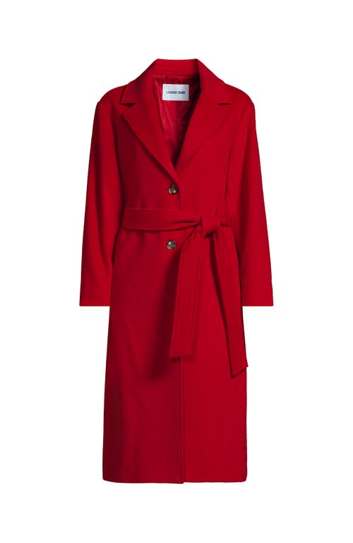 Lands' End Wool Wrap Long Coat In Red