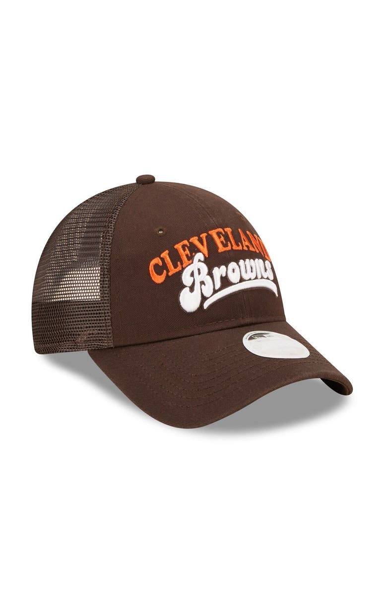 New Era Women's New Era Brown Cleveland Browns Team Trucker 9FORTY Snapback Hat, Alternate, color,