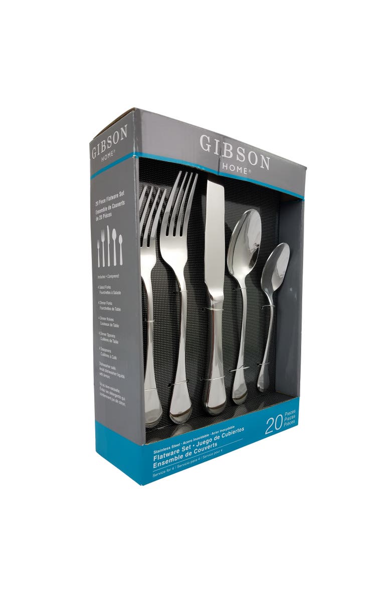 Gibson Home Classic Manchester 20-Piece Flatware Set, Main, color, Metallic Silver