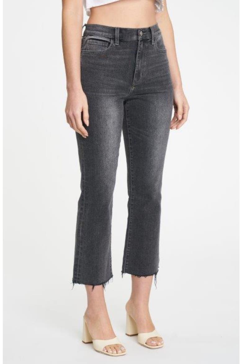Shy Girl High Waist Raw Hem Crop Flare Jeans, Alternate, color, HAUNTED