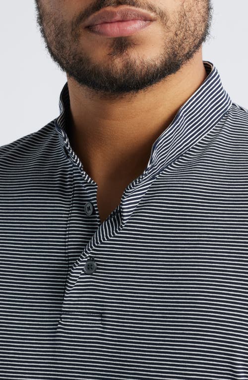 Emporio Armani Stripe Nehru Collar Polo In Navy
