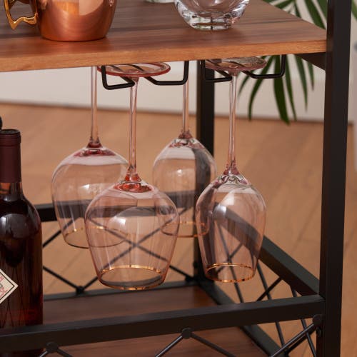 Twine Modern Manor Bar Cart In Brown