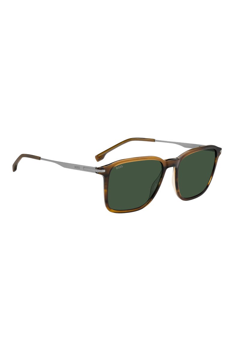 55mm Sunglasses, Alternate, color, BROWN HORN RUTHENIUM/ GREEN
