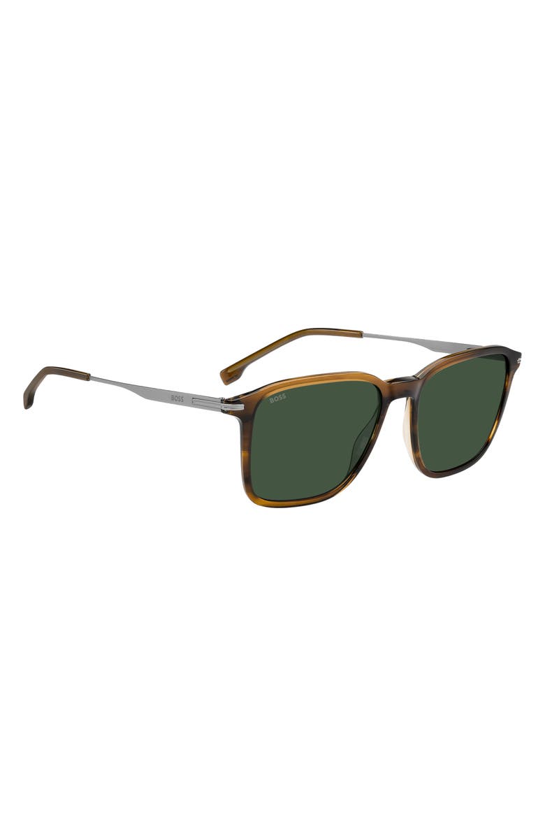 BOSS 55mm Sunglasses, Alternate, color, Brown Horn Ruthenium/ Green