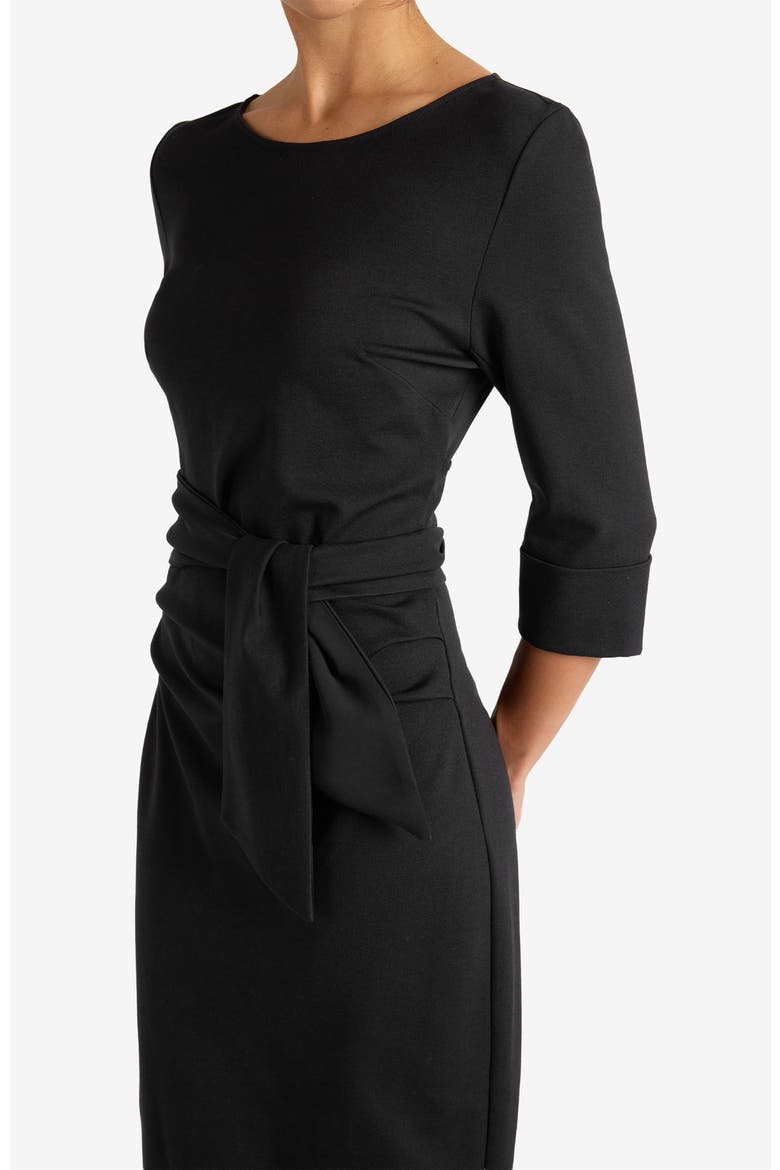 Trinity Midi Sheath Dress in Punto Milano, Alternate, color, BLACK