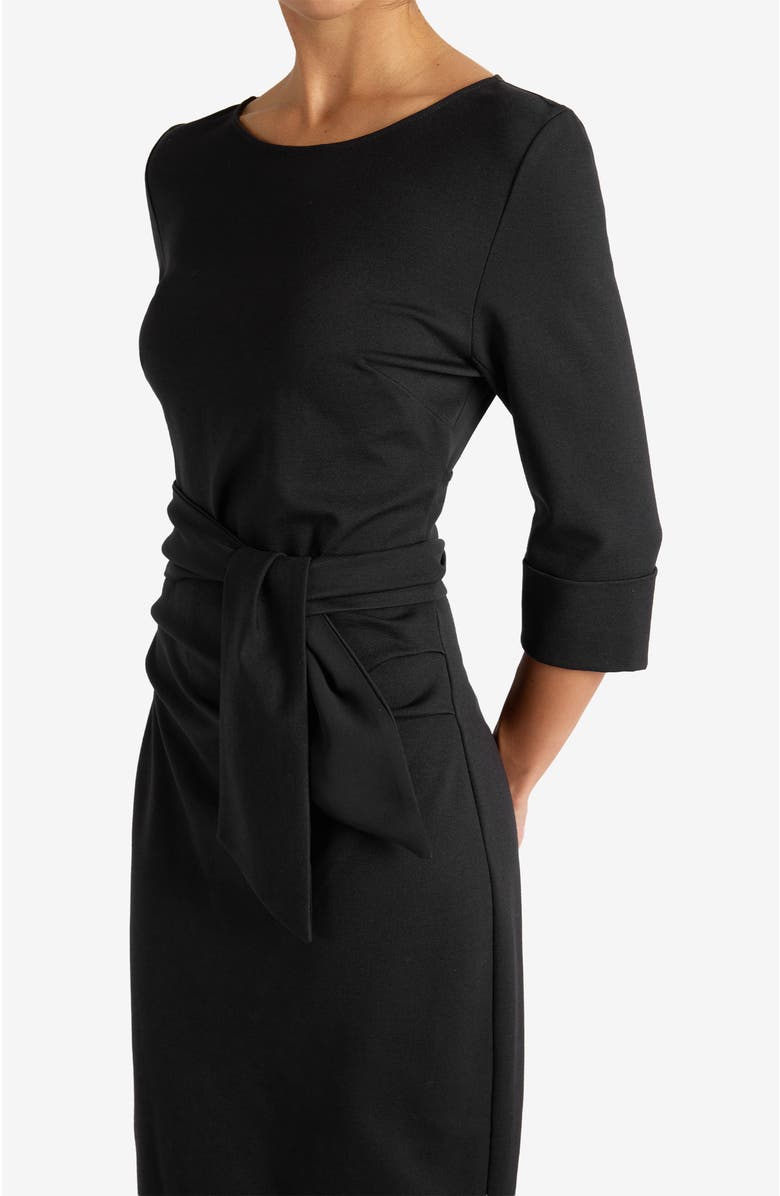 Santorelli Trinity Midi Sheath Dress in Punto Milano, Alternate, color, Black