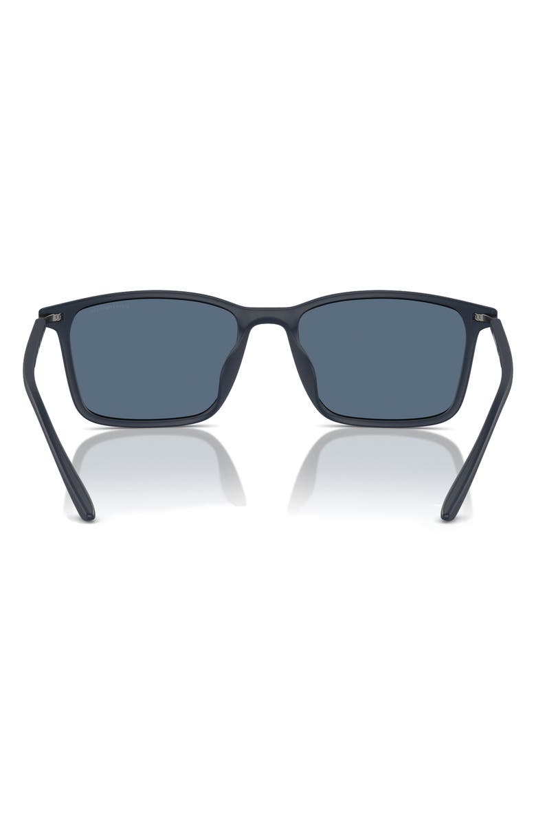 Emporio Armani 56mm Rectangle Sunglasses, Alternate, color, Matte Blue / Dark Blue