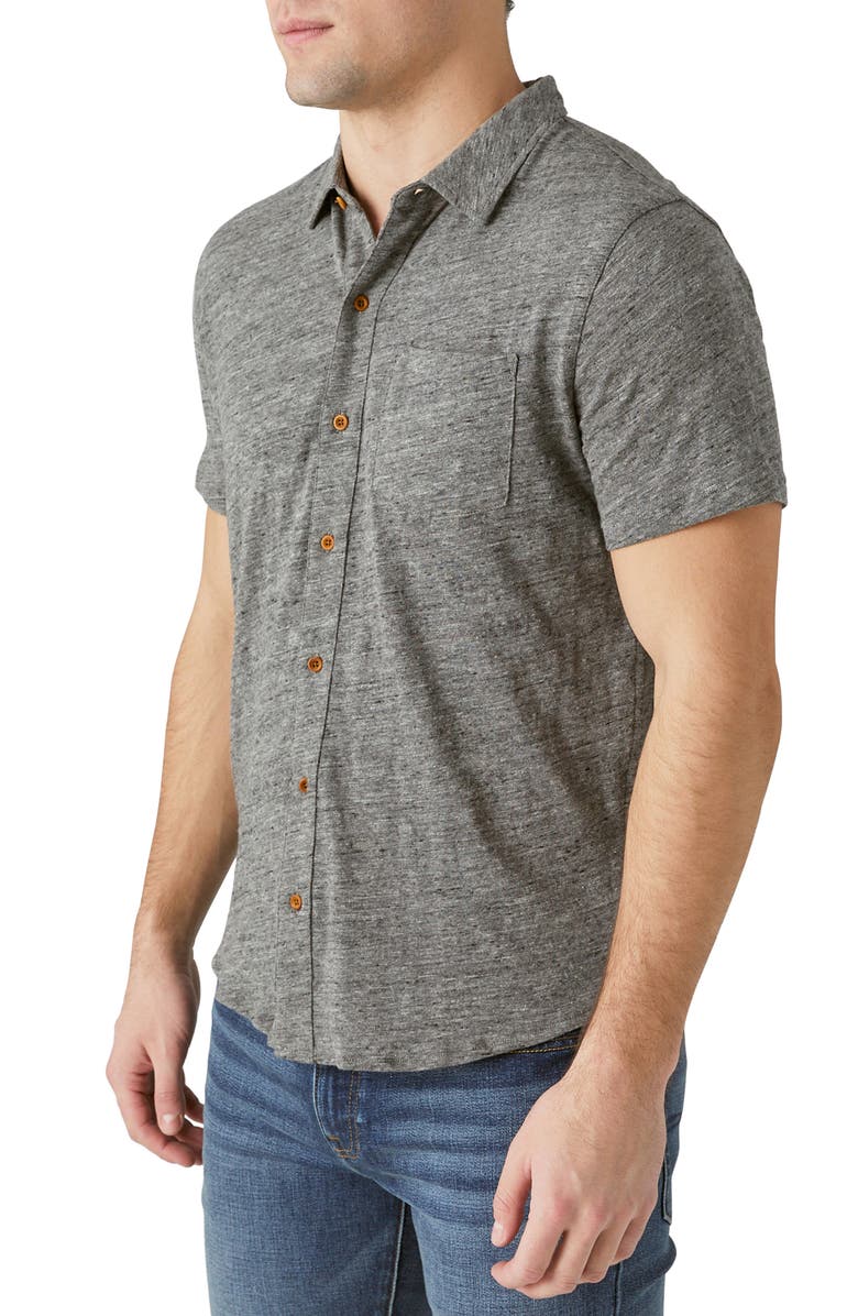 Lucky Brand Short Sleeve Button-Up Shirt, Alternate, color, Heather Grey