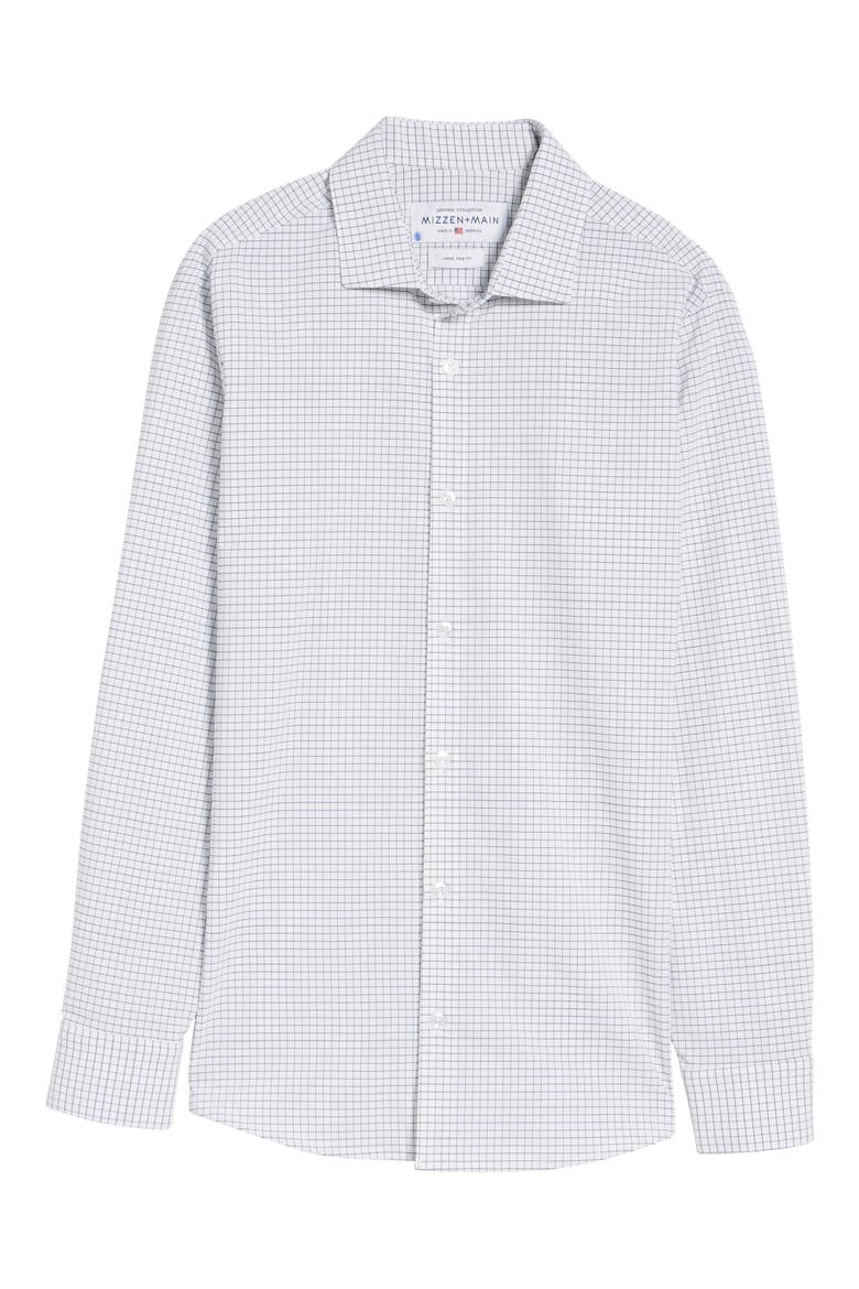 Kennedy Trim Fit Windowpane Shirt, Alternate, color, WHITE