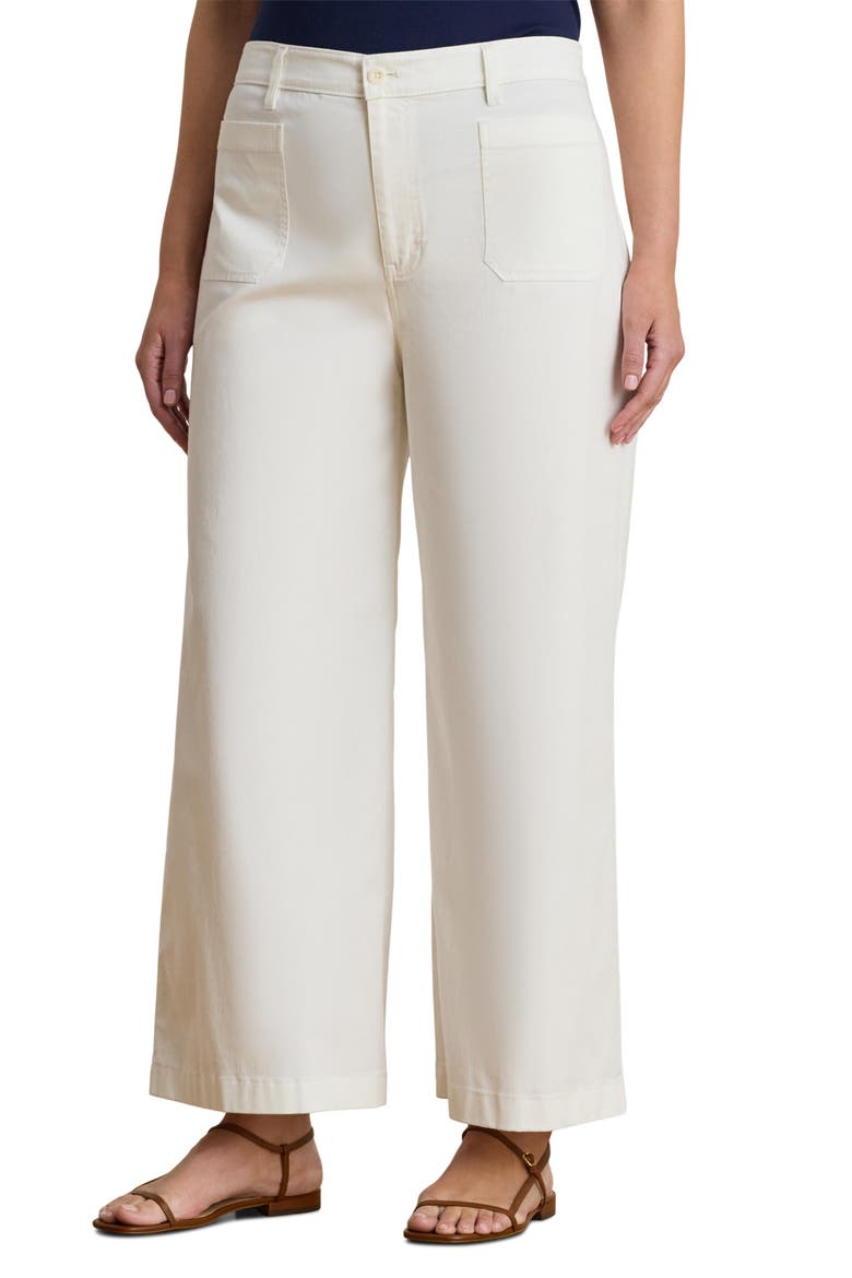 High Waist Stretch Cotton Crop Chino Pants, Main, color, WHITE