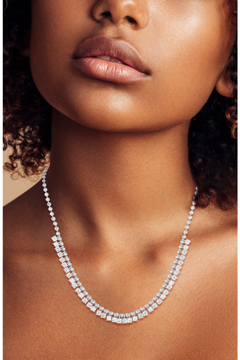 Cubic Zirconia Ball Chain Charm Necklace, Alternate, color, SILVER