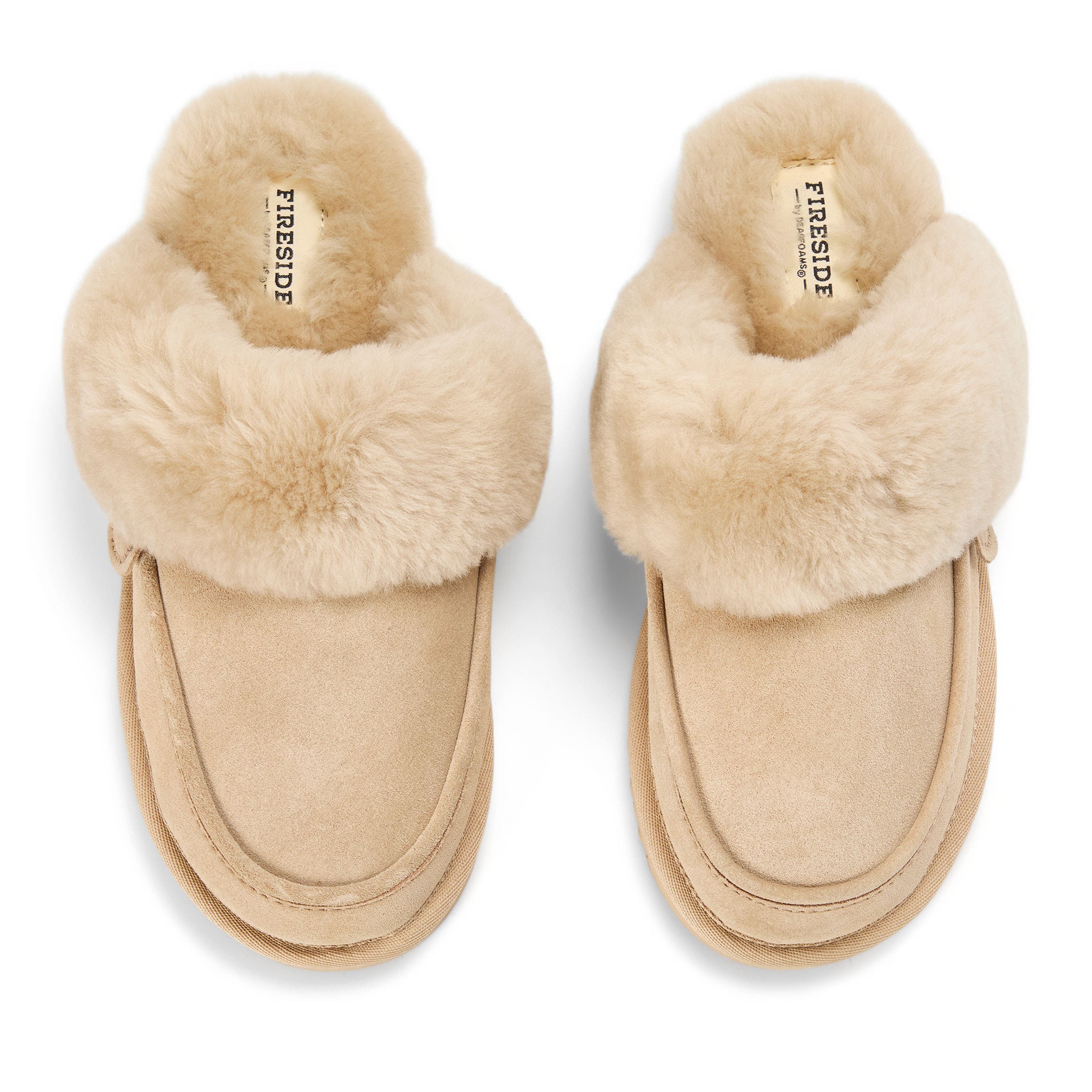 Fireside Melville Genuine Shearling Scuff Slipper, Alternate, color, SAND