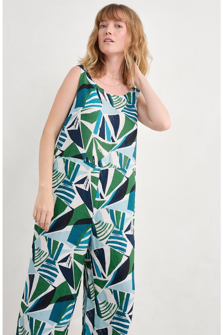 Salt Air Wide Leg Jumpsuit, Alternate, color, SPINNAKER SAILS HEDGEROW