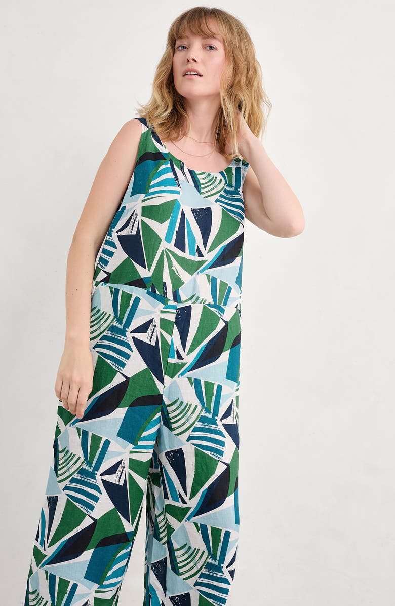 Seasalt Cornwall Salt Air Wide Leg Jumpsuit, Alternate, color, Spinnaker Sails Hedgerow