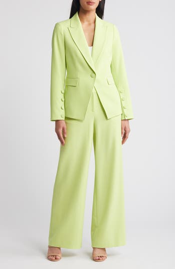 Tahari ASL Womens Petites Gina deals Textured Cuffed Four-button Blazer Green 10P