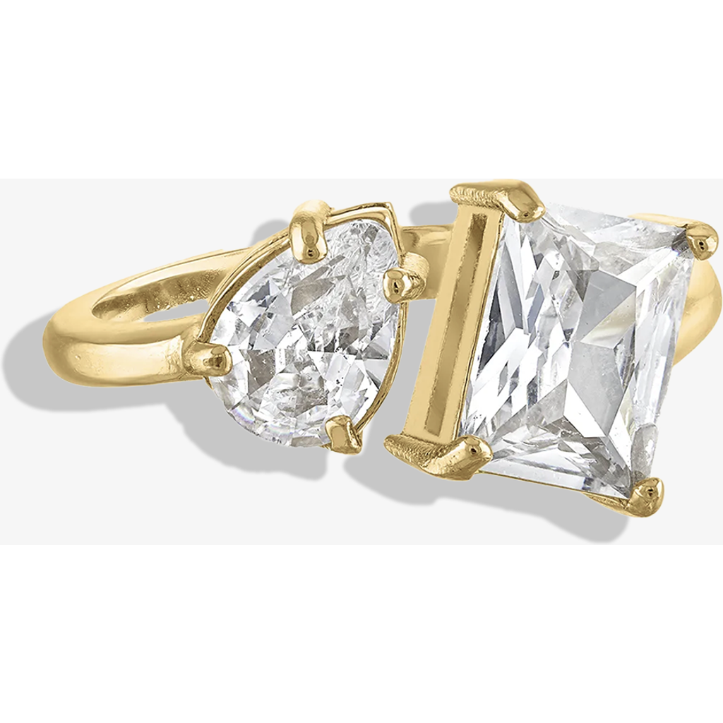 Ben Oni Two Stone Cz Open Ring In Gold