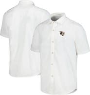 Tommy Bahama Men's Tommy Bahama White Wake Forest Demon Deacons Coconut Point Palm Vista IslandZone Camp Button-Up Shirt