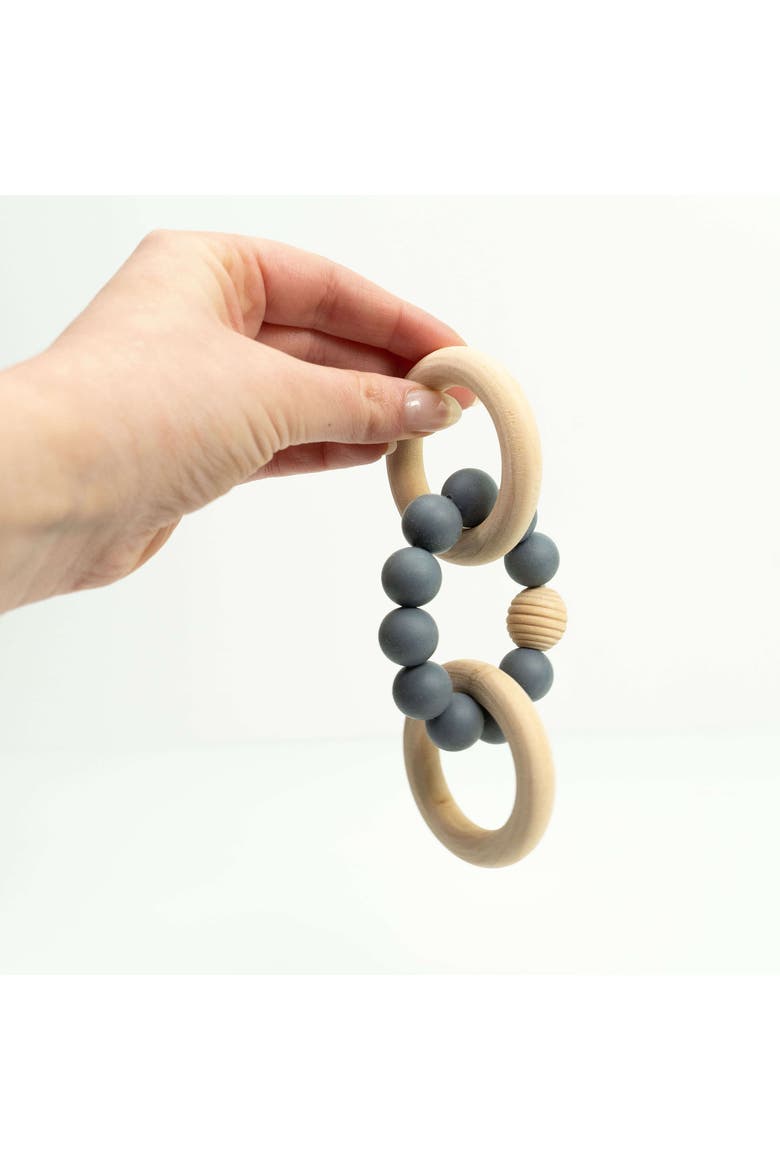 Silicone Beaded Teether Bangles for Babies, Alternate, color, Cloudy grey