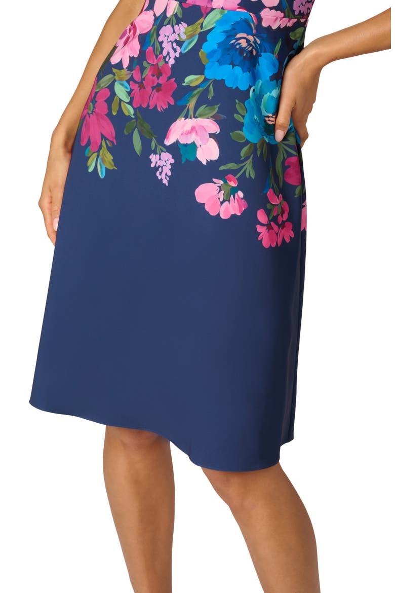 Floral V-Neck Twill Dress, Alternate, color, NAVY MULTI