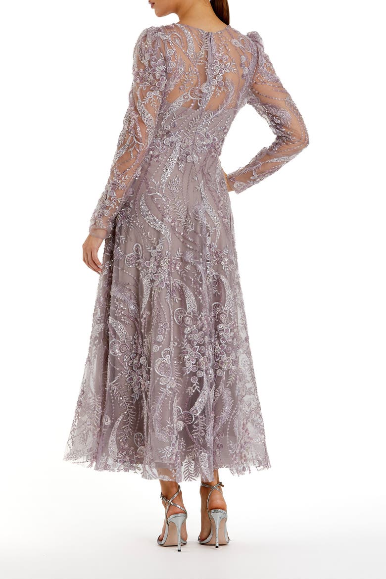 Women's Floral Embroidered  High Neck Long Sleeve Dress, Alternate, color, Mauve