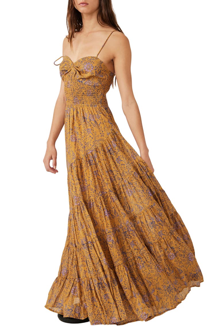 Sundrenched Floral Smocked Bodice Maxi Sundress, Alternate, color, DUSTY OLIVE COMBO