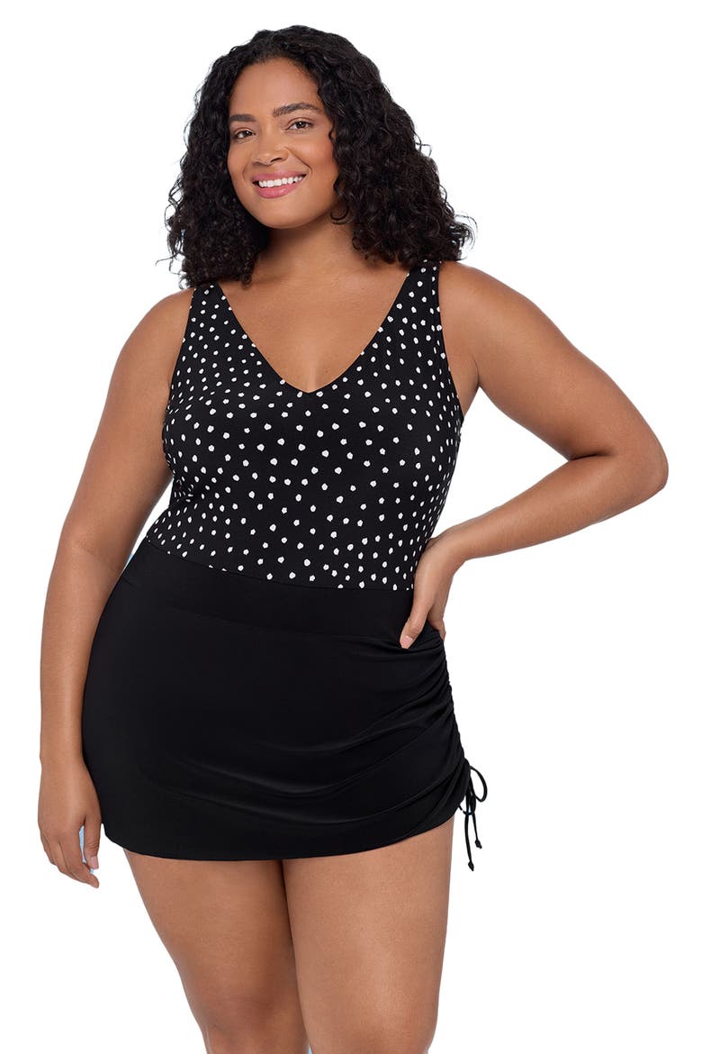 Julie Adjustable Skirt Control Swim Dress, Main, color, Sea Stones