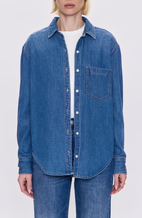 Pistola Elle Denim Mini Shirt Dress In Karat In Blue