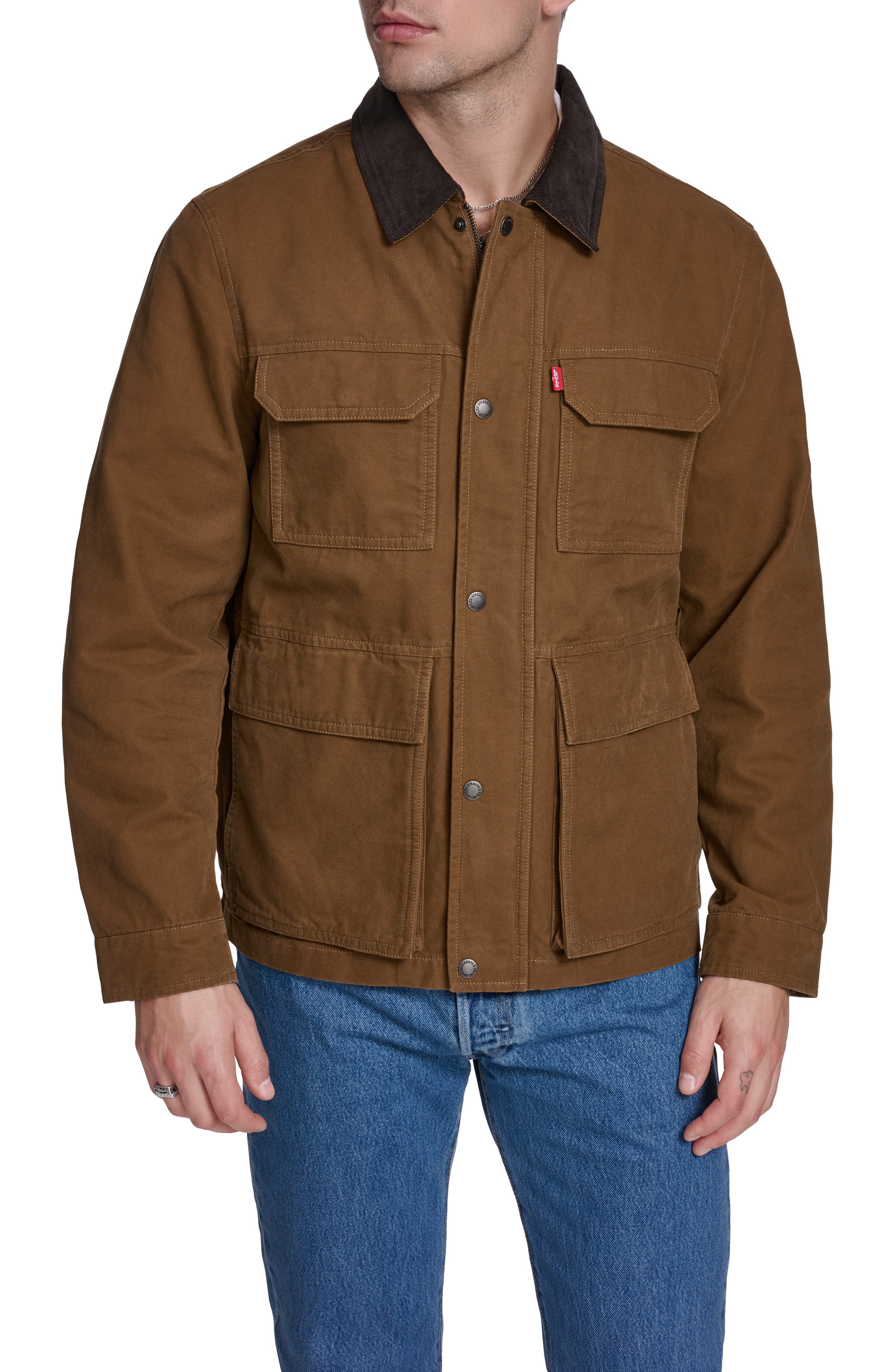 Corduroy Collar Cotton Canvas Jacket - image 3